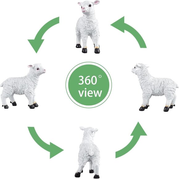 White Resin Garden Lamb Sheep Figurine Statue Decorative Animal Sculpture - Picture 6 of 6